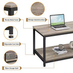 Yaheetech Wood Industrial Coffee Table with Storage Shelf for Living Room