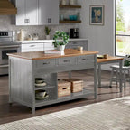 Eleanor Two-Tone Antique Finish Extendable Kitchen Island with 3 Drawers by iNSPIRE Q Classic