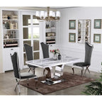 Best Quality Furniture Luxe White Genuine Marble 5pc Dining Set