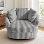 DREAMSIDEA Recessed Arm Slipcovered Swivel Barrel Chair