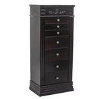 Stylish Jewelry Armoire with Mirror and Necklace Hooks - 18.5 x 12 x 42