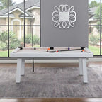 Norwalk Indoor/Outdoor 7ft Slate Pool Table 6-Seater Dining Set with 4 Benches & Accessories, White Finish