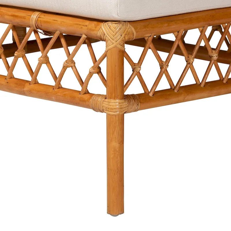 Capella Modern Bohemian Honey Rattan 3-Piece Dining Nook Banquette Set