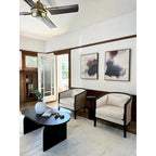Tillman Linen Accent Arm Chair with Rattan