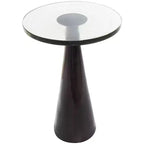 Aluminum Geometric Cone Accent Table with Textured Glass Tabletop 24 in