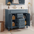 36 Modern Bathroom Vanity with Top Sink and Mirror Cabinet,2 Doors and 2 Drawers