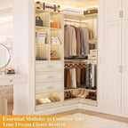 Besiost Set of 2 Freestanding Closet System with 4 Drawers, Walk-In Wardrobe Organizer with Hanging Rod