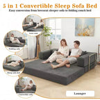Dyonery 78Folding Sofa Bed Convertable Corduroy Couch King Size Floor Sleeper 4-in-1 DIY Combination Modular Sofa Fold Out Comfy sofa.