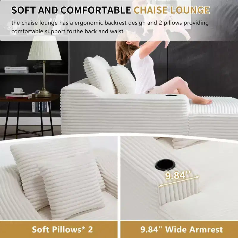 67 Chaise Lounge Chair, Indoor Sleeper Sofa Bed with 2 Pillows, Boneless Single Sofa Couch for Living Room, No Assembly Required