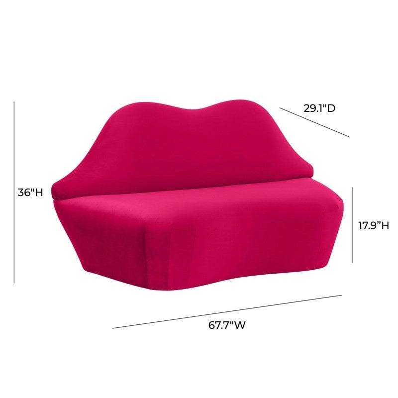 Lips Velvet Settee - 67.7W x 29.1D x 36H