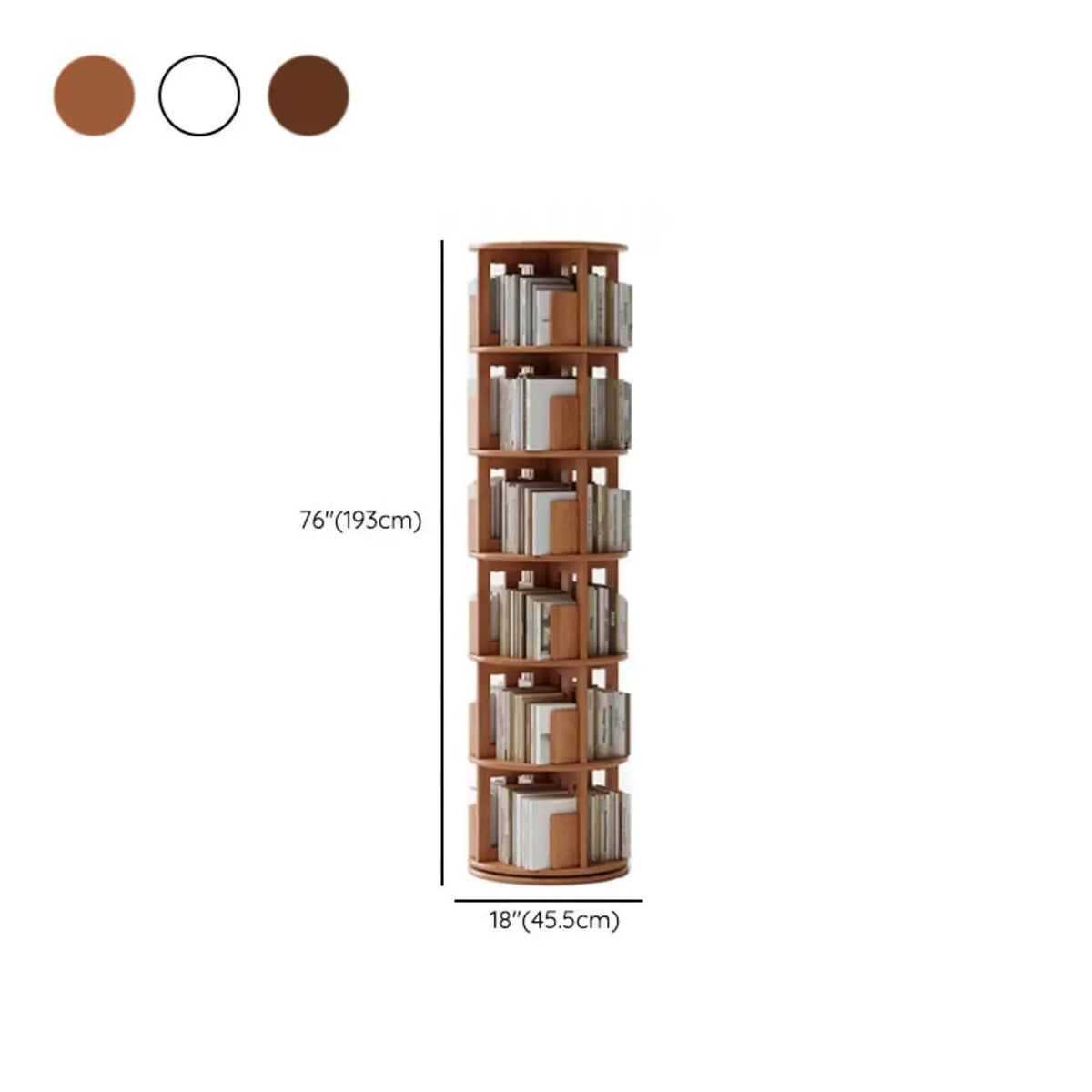 Wooden Vertical Narrow Rotating Bookcase