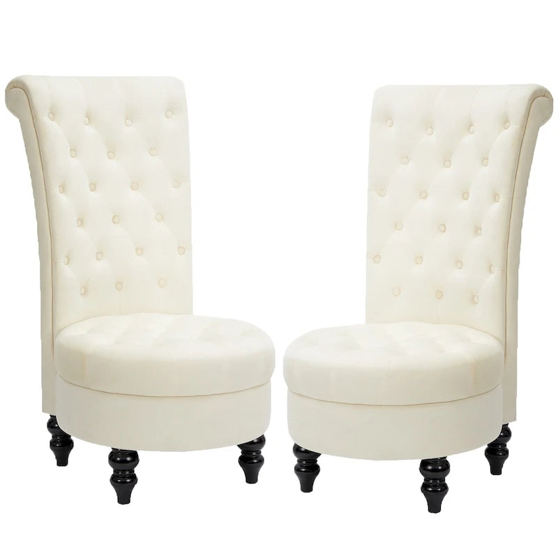 AVAWING Set of 2 Throne Royal Chair Thick Padding and Rubberwood Legs