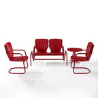 Ridgeland 4pc Outdoor Metal Conversation Set - Red - Crosley