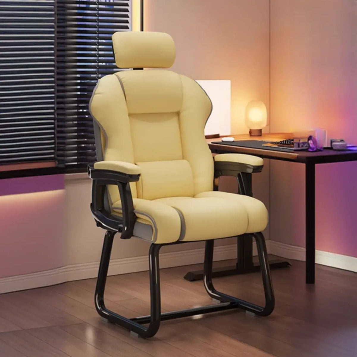 Yellow High-Back Leather Ergonomic Executive Chair