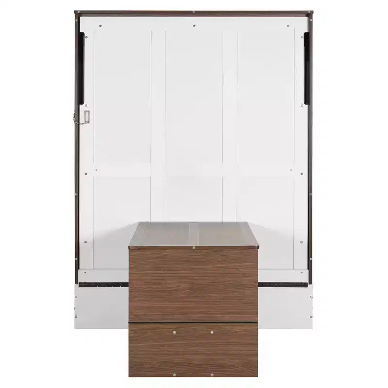 Full Size Murphy Bed, Wooden Full Cabinet Bed Wall Bed with Foldable Desk, Folding Wall Chest Bed for Guest Room Office
