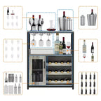 DobleePy Bar cabinets, wine cabinets, sideboards, adjustable shelves, suitable for small bar cabinets in kitchens and restaurants,Retro color