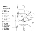Glitzhome 48-inch Mid-century Adjustable Swivel Faux Leather Office Chair
