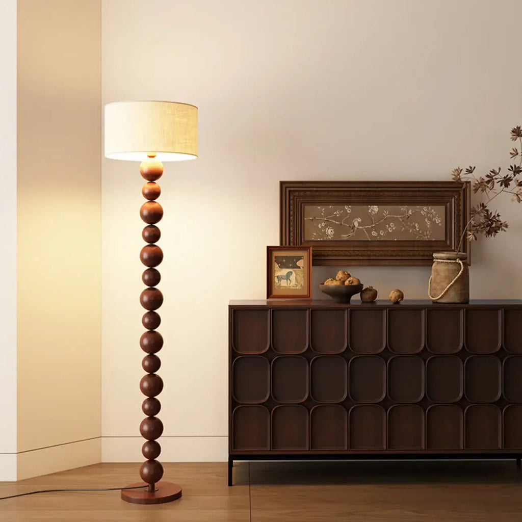 Decorative Modern Stacked Ball Floor Lamp with Fabric Shade