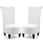 AVAWING Set of 2 Throne Royal Chair Thick Padding and Rubberwood Legs