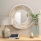 35x35 Wooden Wall Mirror with White Wash Effect Cream - Olivia & May: No Assembly, MDF Frame, Indoor Use