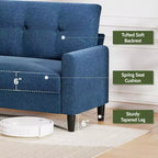 Dyonery 50 Loveseat Sofa, 2-Seater Love Seat for Office & Small Spaces, 24 Deep Seat, FSC Solid Wood Frame, Tool-Free Assembly