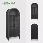 71 Tall Arched Storage Cabinet with 2 Acrylic Doors and Shelves for Living Room