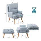 Okak Modern Accent Chair Living Room Chair with Ottoman and Adjustable Backrest Comfy Upholstered Armchair for Lounge Office Bedroom