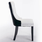 High Back Dining Chairs Set of 2, Upholstered PU Leather Kitchen Chairs Side Chair with Rear Handle Wood Legs