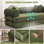 Acekool Convertible Sleeper Sofa Bed Floor Couch with Deep Seat and Corduroy Comfort