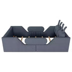 Whisen Twin Platform Bed, Kids Floor Upholstered Bed Frame with Rabbit Cushion, Removable Side Rails