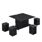 Multi-Function Modern Lift-Top Coffee Table with Hidden Storage, 4 Stools and Casters, Perfect for Modern Living Spaces