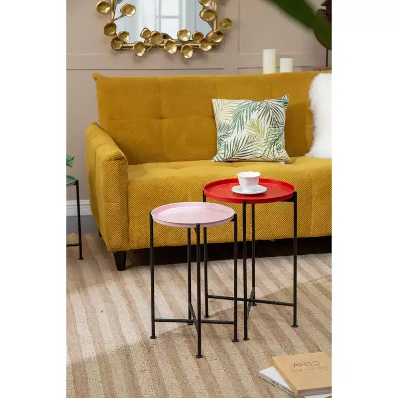 Set of 4 Multicolor Nesting Plant Stands Metal Frame