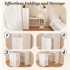 TUYOHW Stretchable Writing Desk,Foldable Home Office Desk with Storage Shelves and Wheels,Mobile Workstation for Small Apartments,Offices
