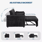 55 Convertible Loveseat Sleeper Sofa Bed with Pull-Out Footrest & Adjustable Backrest, Space-Saving Couch for Small Apartments