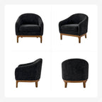 Augus Modern Boucle Accent Barrel Chair with Solid Wood Legs by HULALA HOME