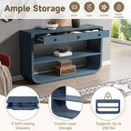 ModernLuxe Curved Console Table Entryway Table Sofa Side Table Display Stand Accent Table with 3 Soft-Close Drawers & 2 Open Shelves
