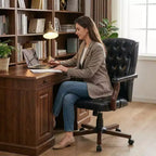 Executive Office Chair with Wingback Design and Swivel for Home Office