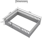 Full Floor Bed Frame with Extra-Tall Safety Rails and Entry Door, Gray