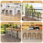 Yaheetech Set of 4 Metal Backless Counter Height Bar Stools Stackable Chairs