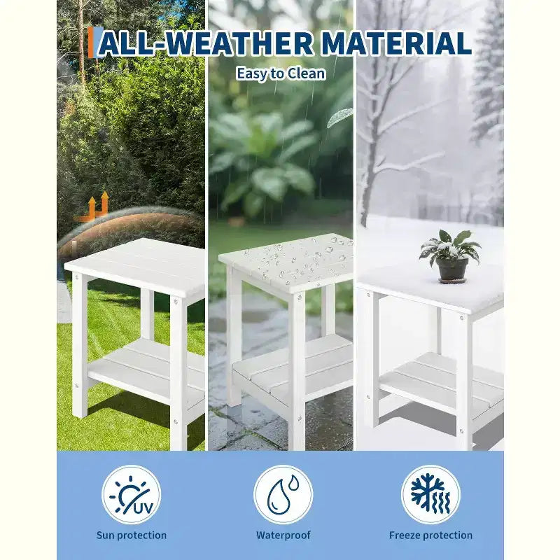 Folding Adirondack Chairs Set of 4 with 2 Side Tables, Modern Outdoor HDPE Chairs for Patio, Deck Balcony Backyard Lawn