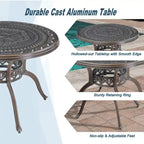 5-Piece Cast Aluminum Patio Dining Set with 4 Swivel Chair