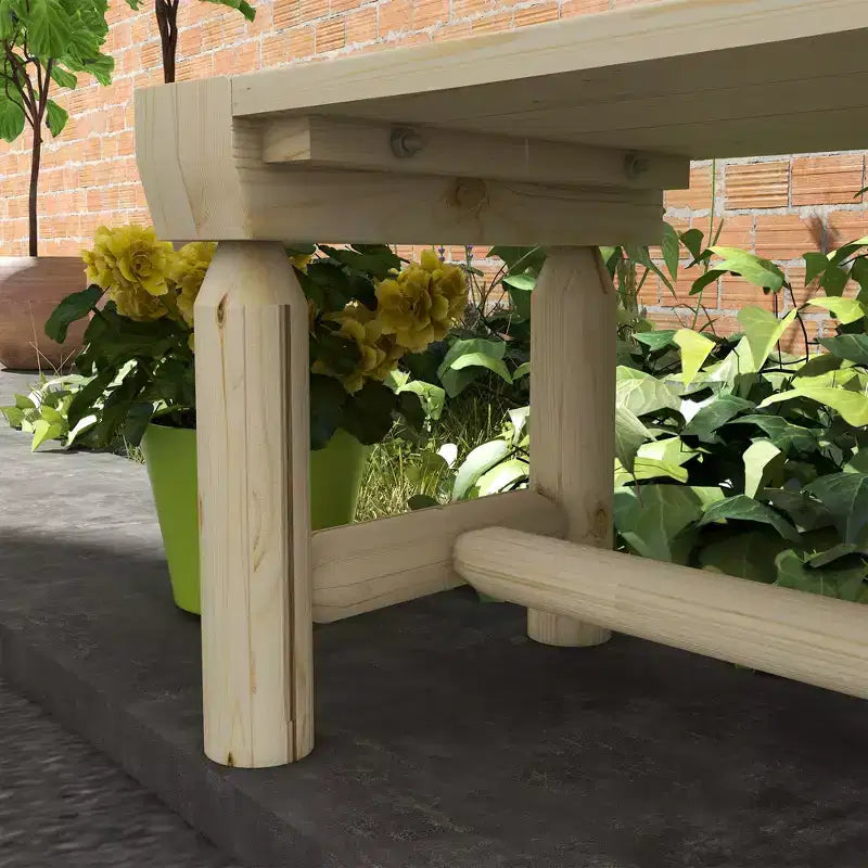 Outsunny Wooden Garden Bench, Semicircular Round Outdoor Tree Bench, Wrap Around Park Bench
