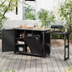 78.3-Inch Outdoor Kitchen Island with Stainless Steel Countertop, Foldable BBQ Station, and Storage Cabinets, Black