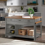 Eleanor Two-Tone Antique Finish Extendable Kitchen Island with 3 Drawers by iNSPIRE Q Classic
