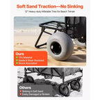 VEVOR Beach Dolly with Big Wheels for Sand, 18 x 15 Cargo Deck, Folding Sand Cart with 12 Balloon Wheels, 165 lbs Loading Capacity, Black
