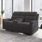 Beige/Gray Tech Fabric Reclining Loveseat Sofa, 2-Seat, Adjustable Backrest & Footrest