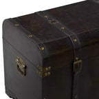 Set of 3 Traditional Wood Trunks Brown - Olivia & May: Distressed Finish, No Assembly, Decorative Storage