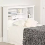 Twin Vito Kids Bookcase Headboard Pure White - South Shore: Modern Twin Headboard with Shelves, Particle Board