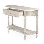Marble Top Console Table ¨C Light Brown / Grey / Washed Black, Demilune, 1-Person Assembly