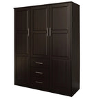 Palace Imports 100% Solid Wood Cosmo 3-Door Wardrobe Armoire with Solid Wood or Mirrored Doors